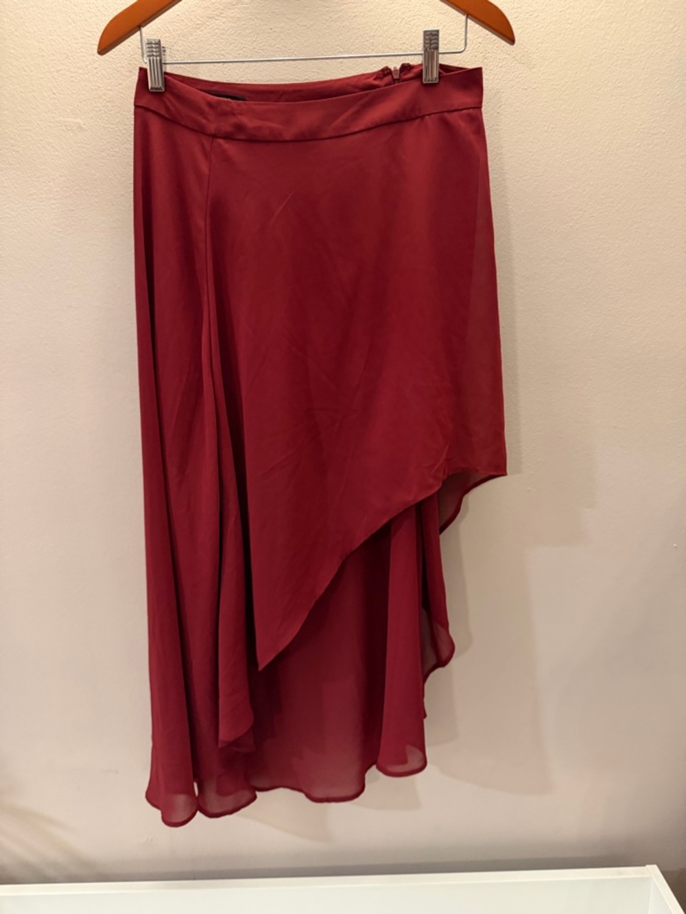 Forever 21 Burgundy Red High Low Asymmetrical‎ Maxi Skirt Size S